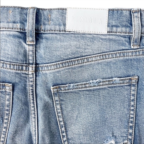 PISTOLA Distressed Button Fly High Rise Denim Jeans Size 25 in Medium Blue - Picture 7 of 16